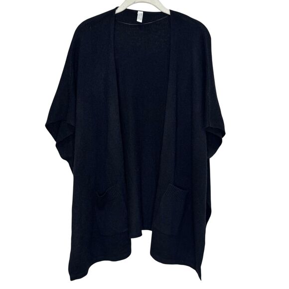 Nordstrom Sweater Womens One Size Black Cashmere Open Front Cardigan Wrap Poncho - Picture 1 of 6